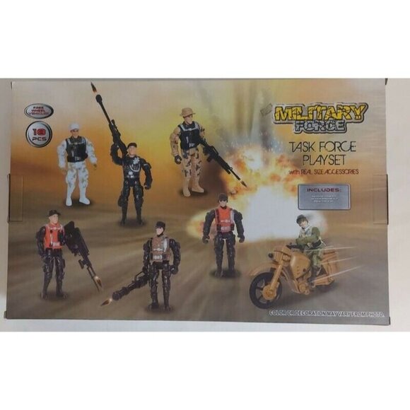 Military Force Task Force Playset 4" Action Figures 18 Pieces Motorcycle Ages 3+ - Picture 6 of 6
